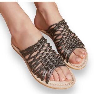 Slide sandal silver leather knotted: Seychelles/ anthro sz7